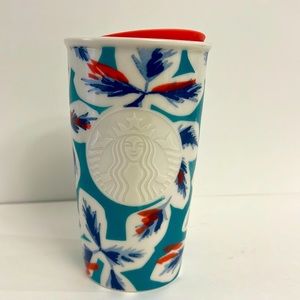 Starbucks 2016 Teal/Coral Raised Siren Ceramic Tumbler